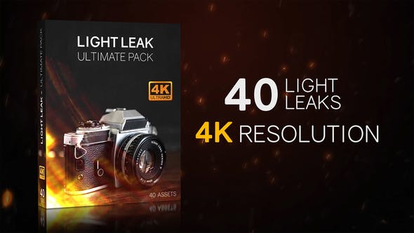 4K视频素材-40个镜头漏光炫光闪烁动画 Light Leaks